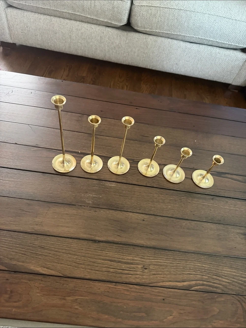 Vintage Brass Candlesticks Set of 6 Lot Antique Style Candle Holders Home Decor